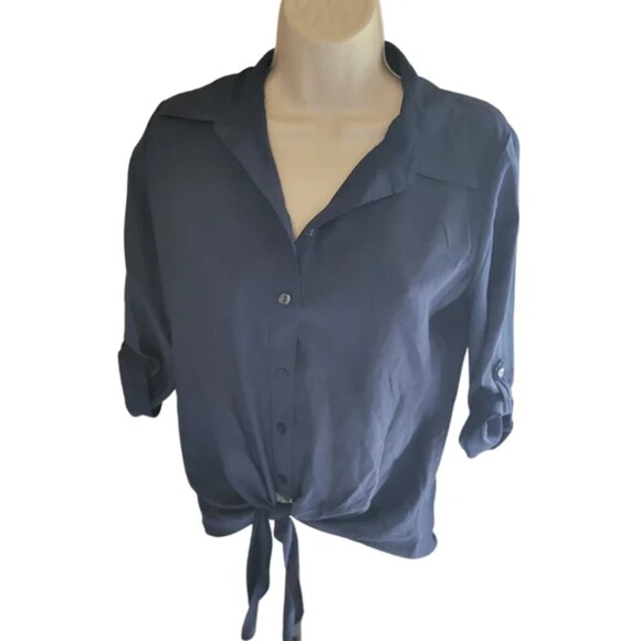 By & By NWT Navy Blue Beach/Summer Pullover Blouse Size Medium - Picture 1 of 3